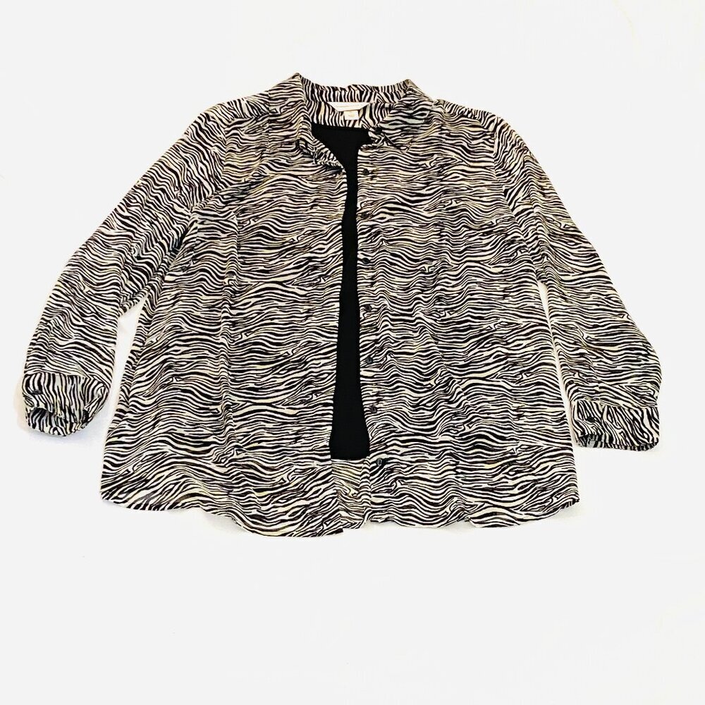 Christopher & Banks Zebra print blouse Womens Extra Large XL black yellow white